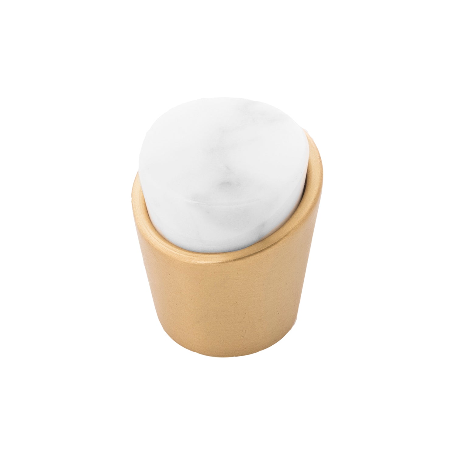 Belwith Keeler 1-1/4 Inch Diameter Firenze Conical Knob - White Marble with Brushed Golden Brass