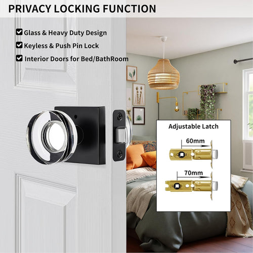 Luxury Glass Door Knob with Brass Rosette