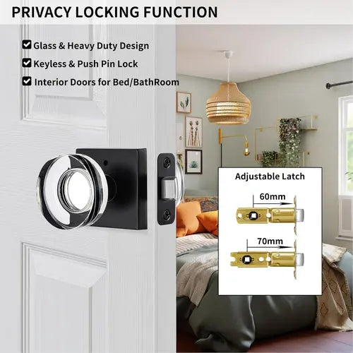 Luxury Glass Door Knob with Brass Rosette