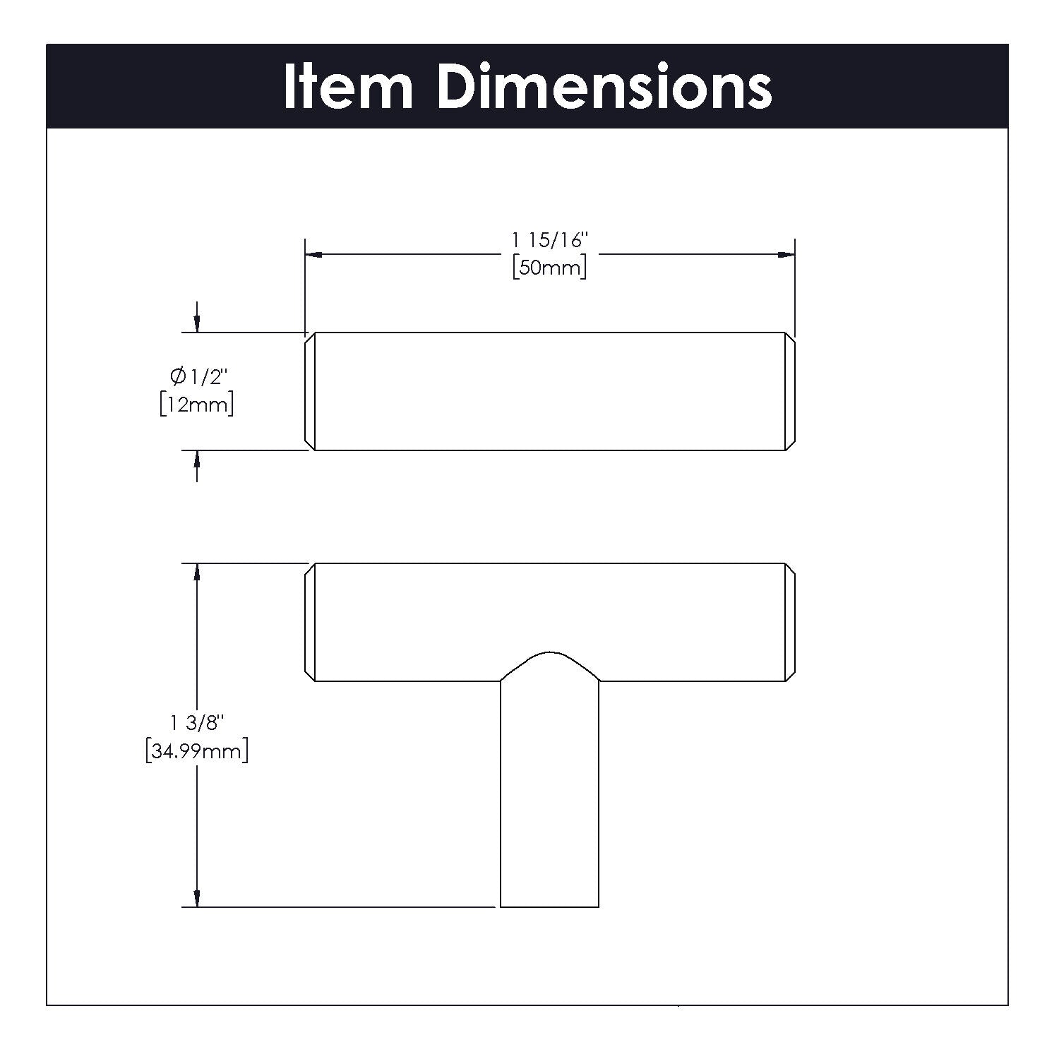Belwith Keeler 2 Inch x 1/2 Inch Contemporary Bar Pulls T-Knob - Stainless Steel