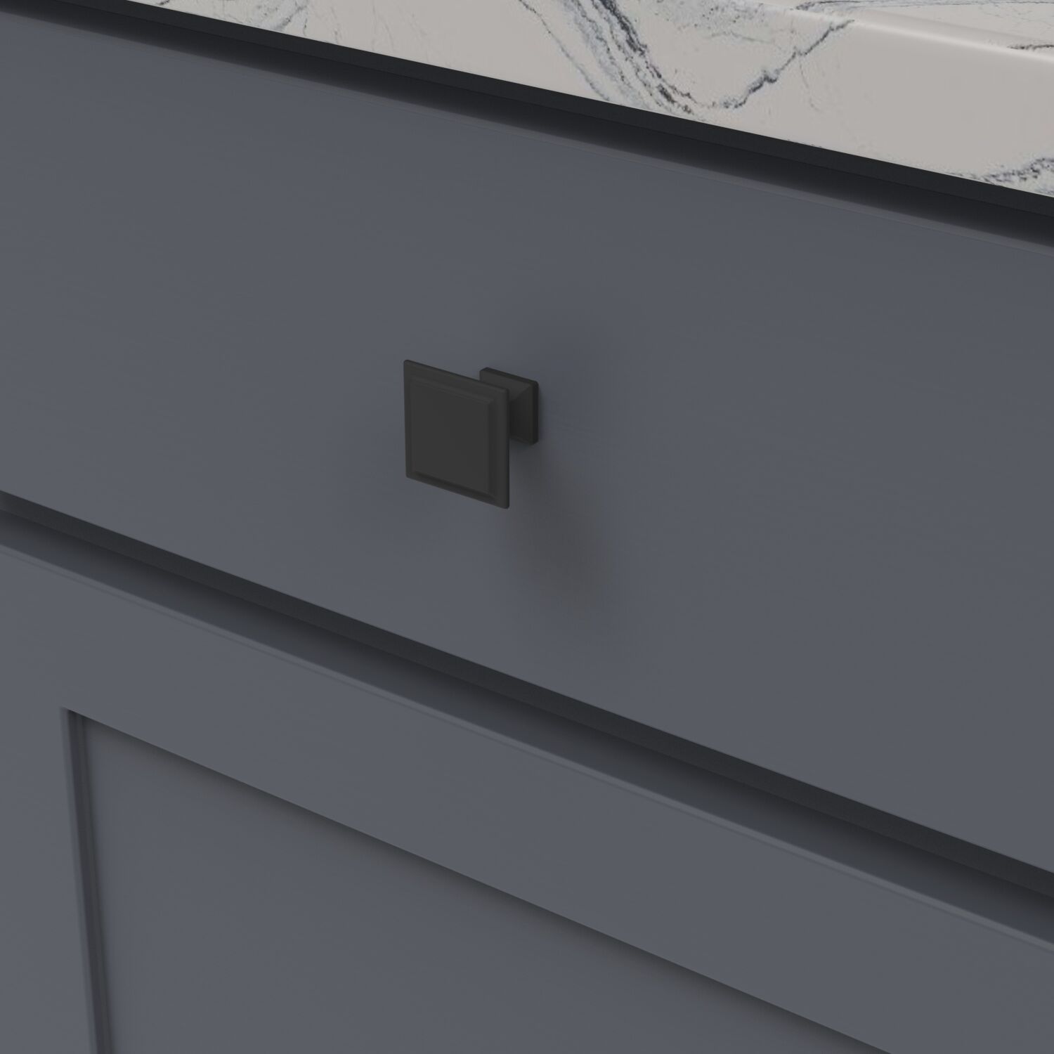 Belwith Keeler 1-1/4 Inch Square Studio II Square Knob - Matte Black