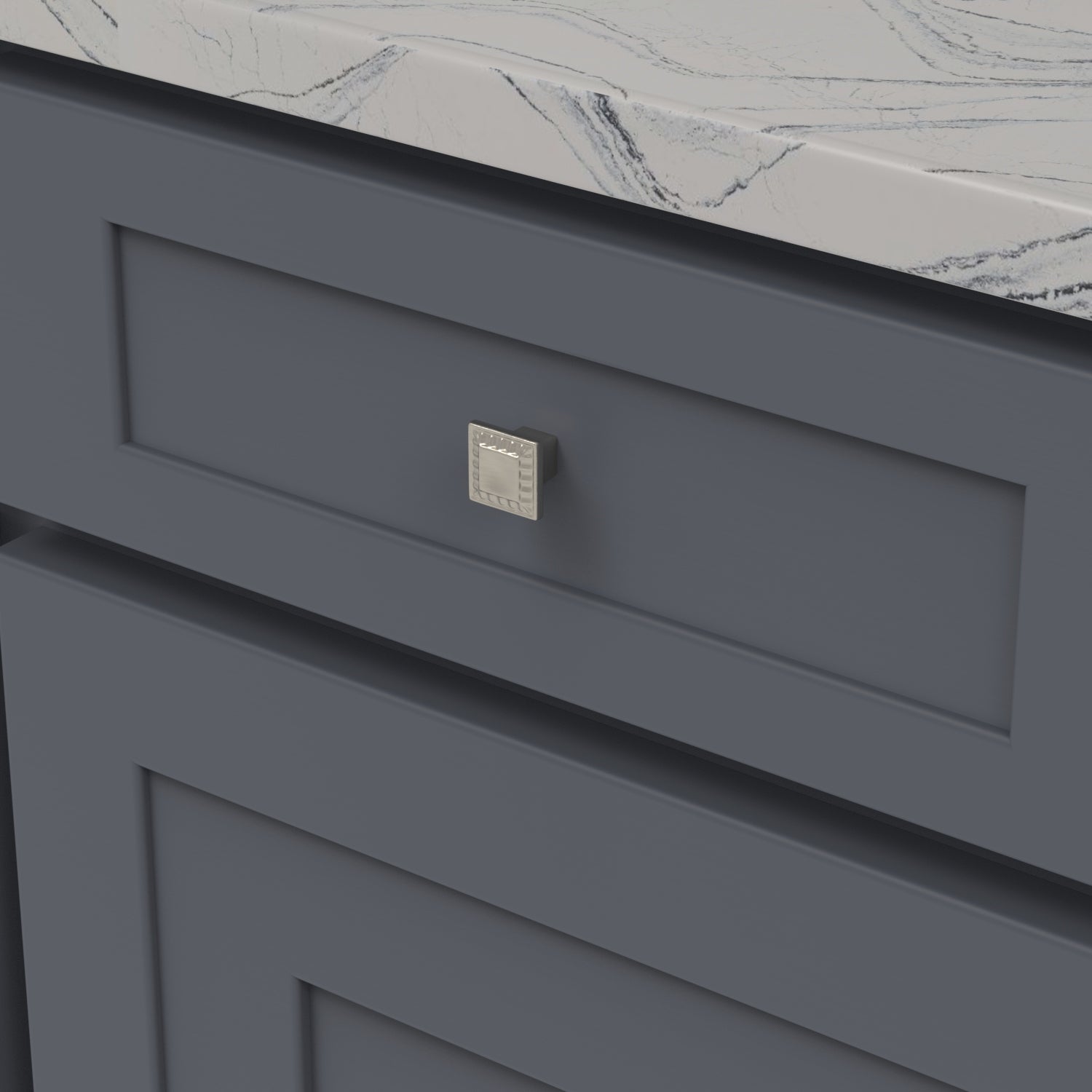 Belwith Keeler 1 Inch Square Bijou Astoria Square Knob - Satin Nickel