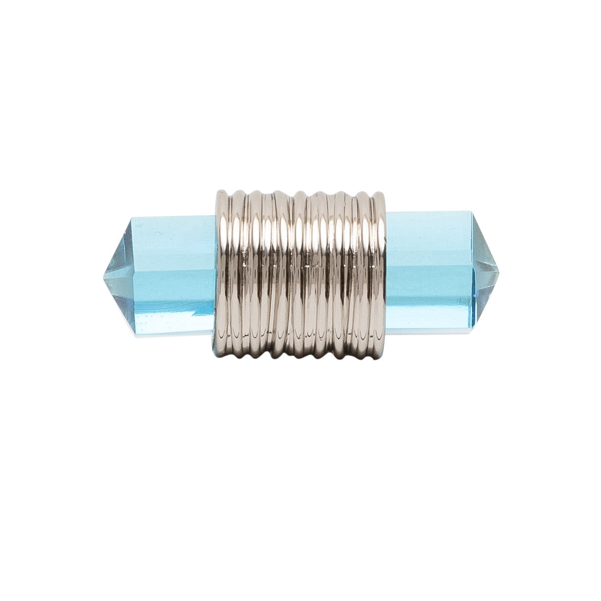Belwith Keeler 1-7/8 Inch x 3/4 Inch Chrysalis T-Knob - Polished Nickel with Cerulean Glass