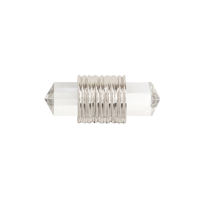 Belwith Keeler 1-7/8 Inch x 3/4 Inch Chrysalis T-Knob - Polished Nickel with Glass
