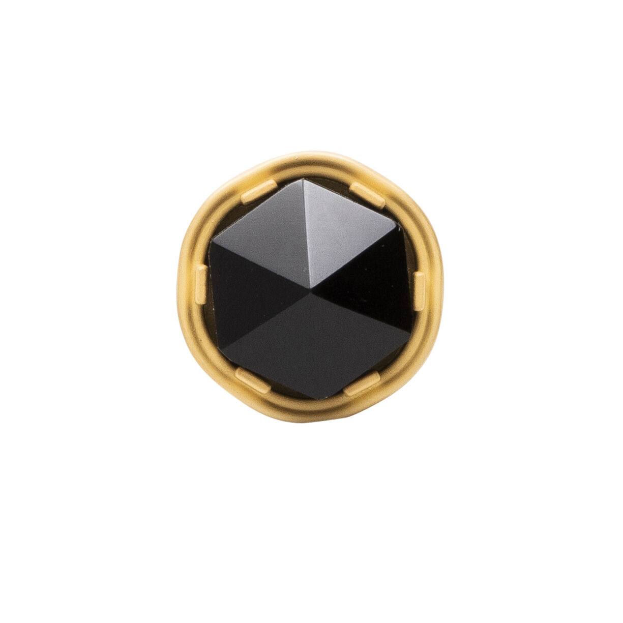 Belwith Keeler 1-3/16 Inch Diameter Chrysalis Knob - Brushed Golden Brass with Opaque Black Glass