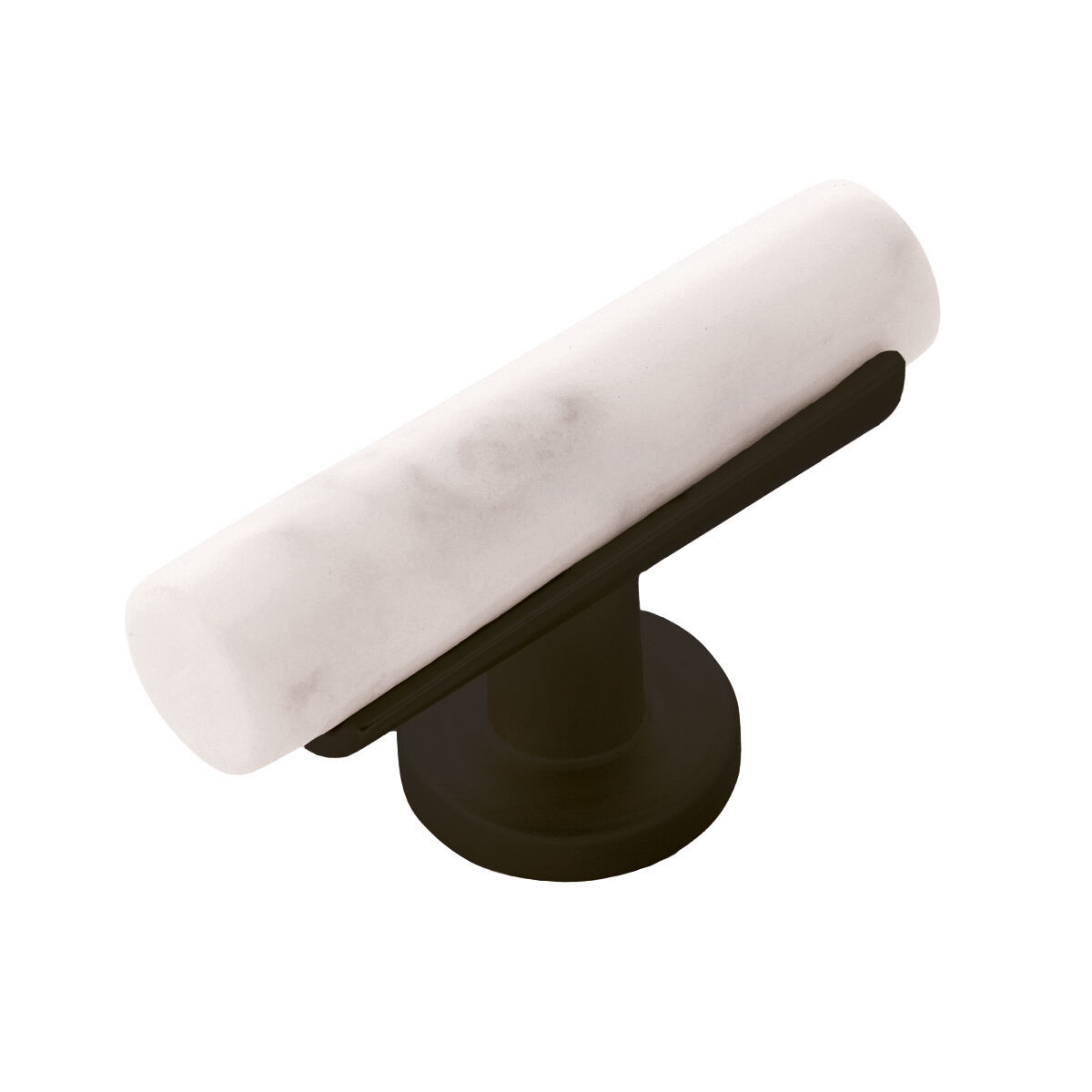 Belwith Keeler 2-1/2 Inch x 1 Inch Firenze T-Knob - White Marble with Oil-Rubbed Bronze