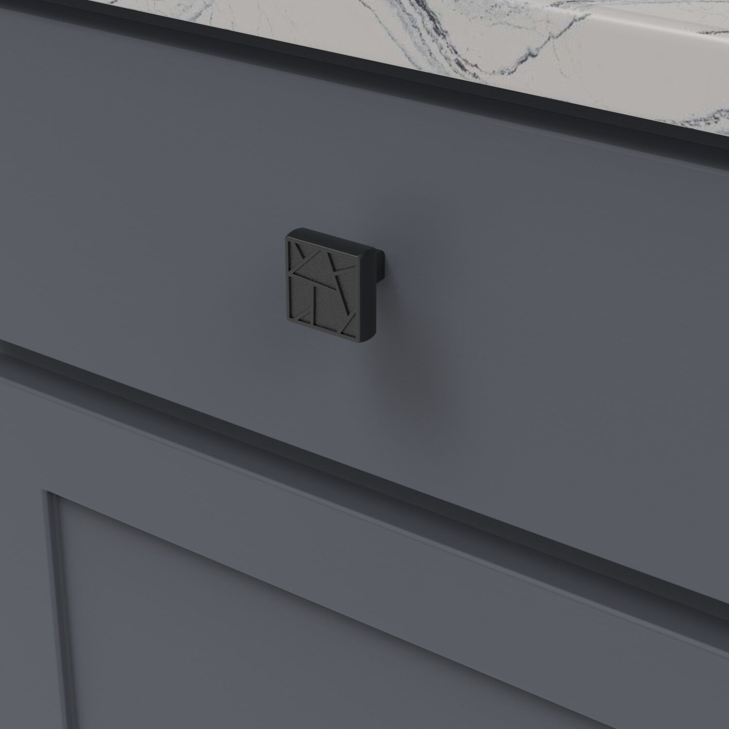 Belwith Keeler 1-3/8 Inch Square Cullet Square Knob - Black Mist