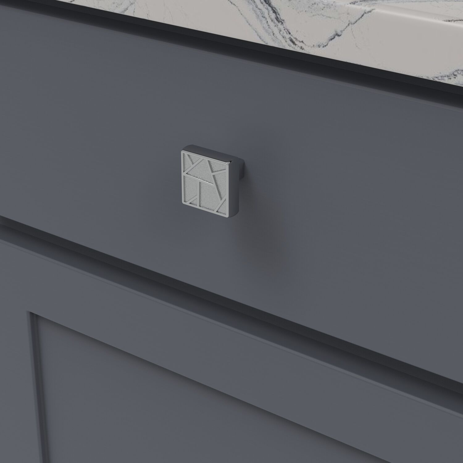 Belwith Keeler 1-3/8 Inch Square Cullet Square Knob - Chrome