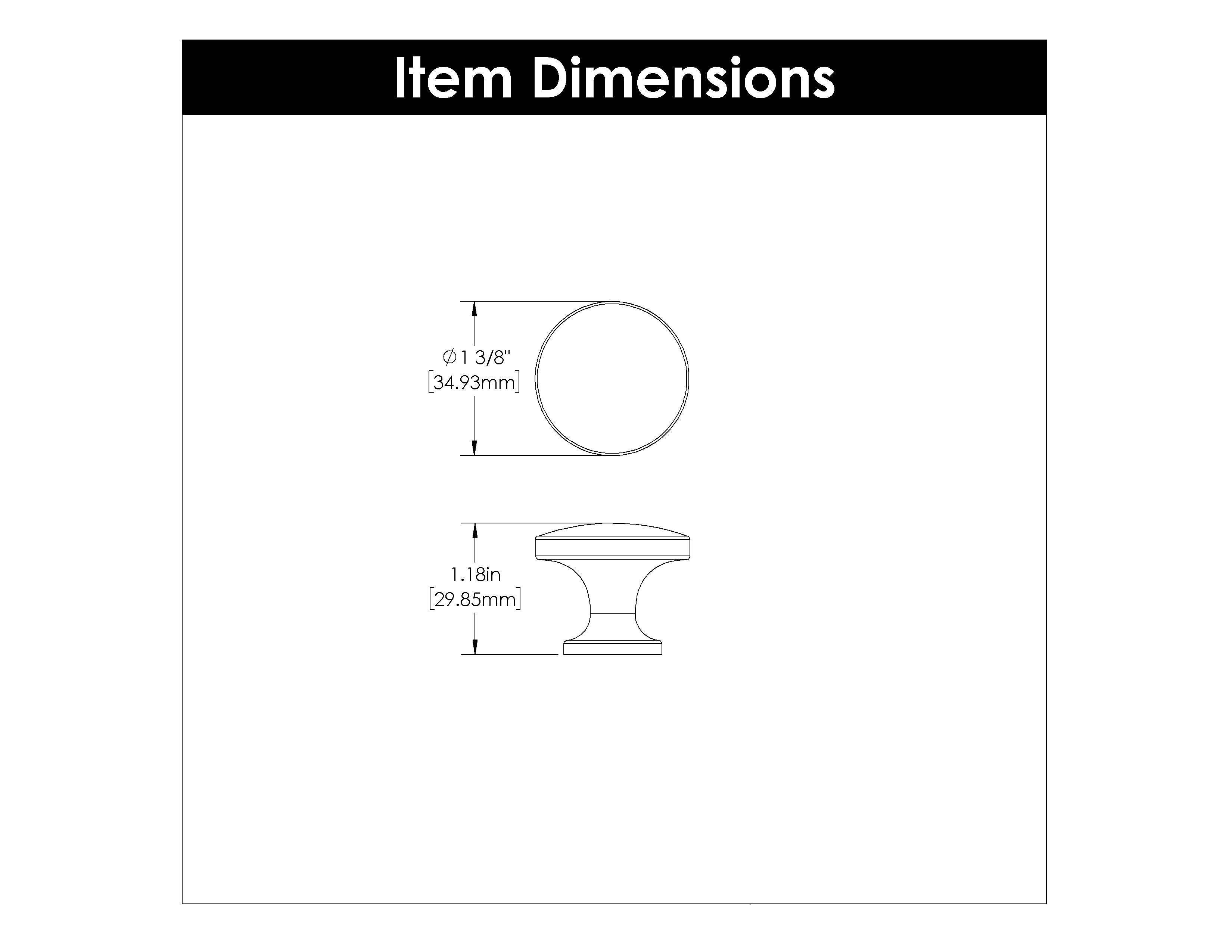 Belwith Keeler 1-3/8 Inch Diameter Flare Round Knob - Brushed Golden Brass