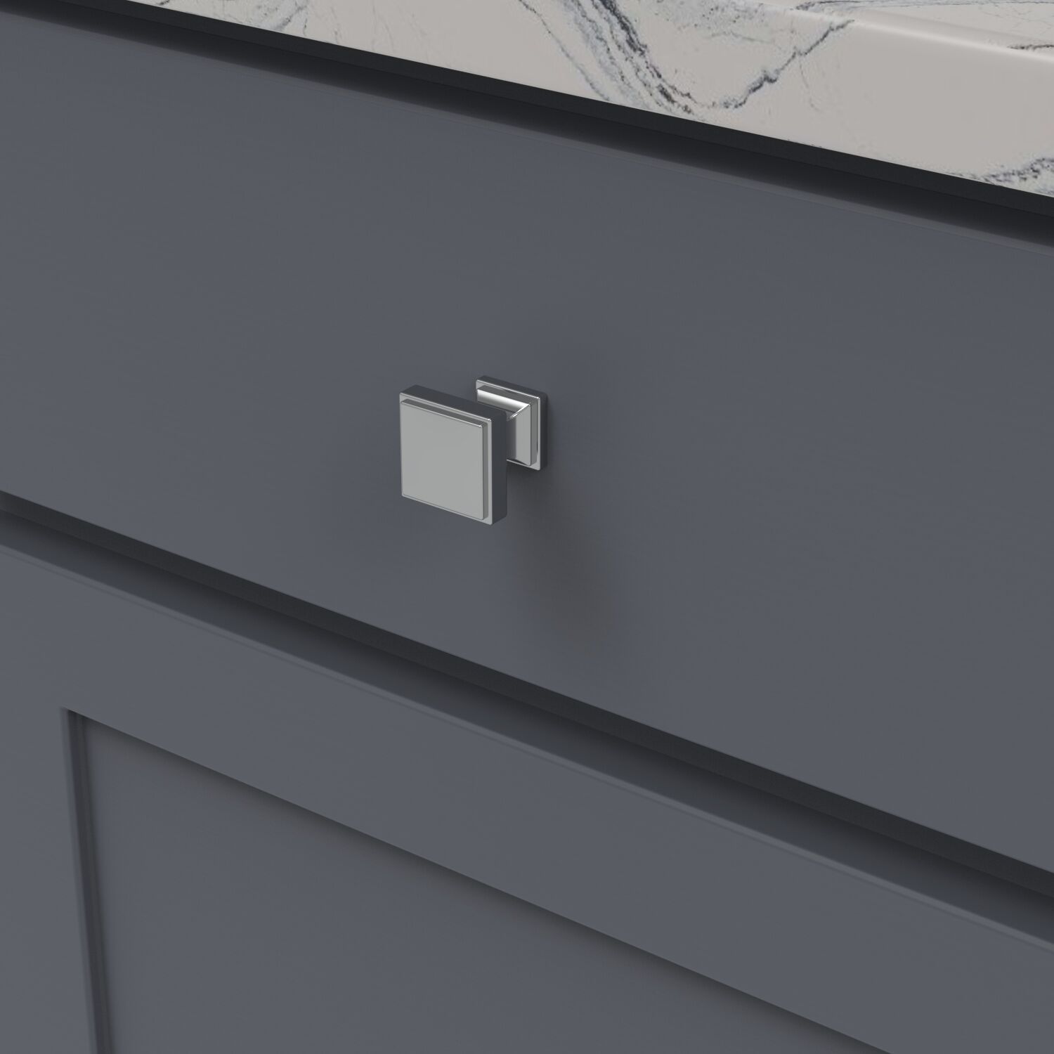 Belwith Keeler 1-1/8 Inch Square Brownstone Square Knob - Chrome