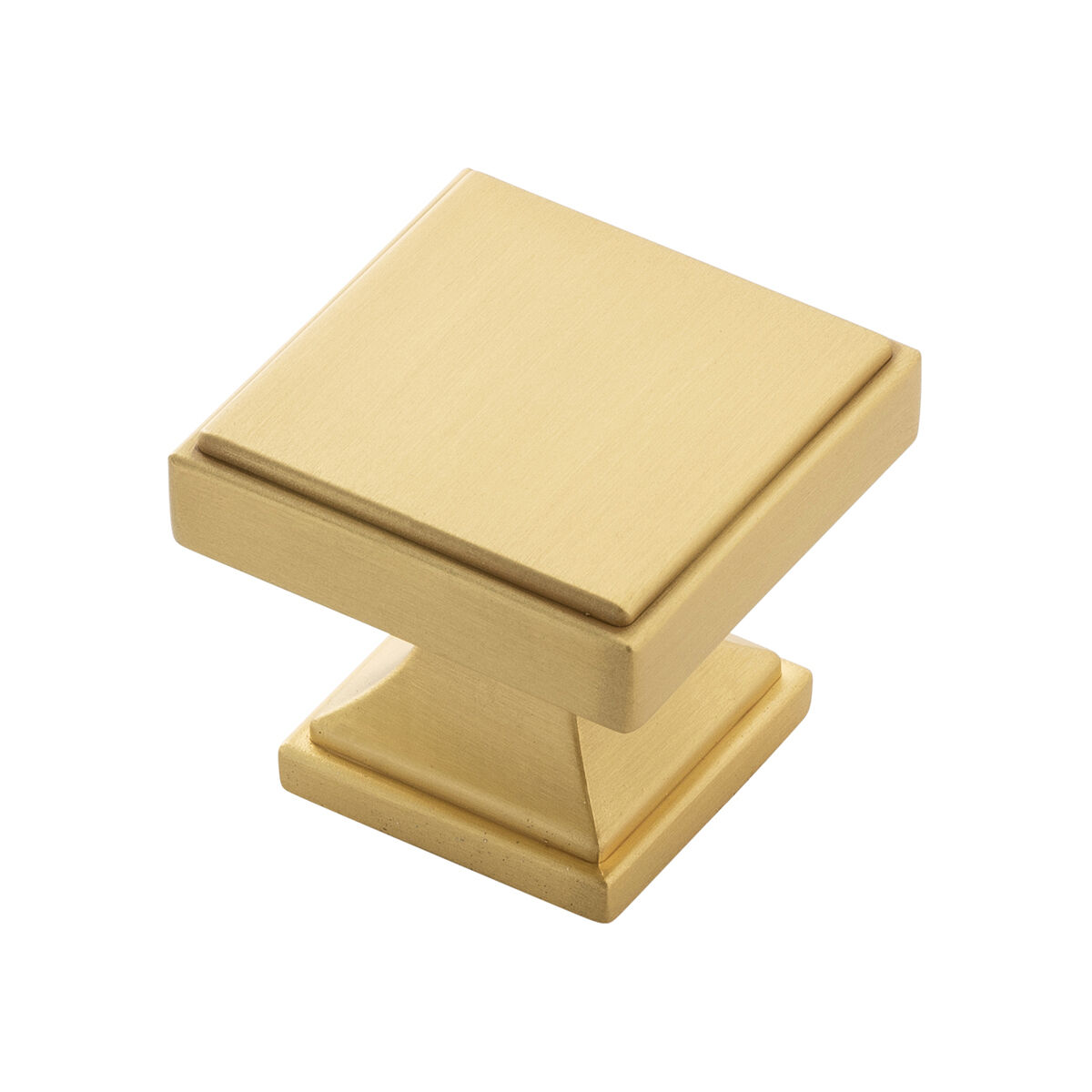 Belwith Keeler 1-3/8 Inch Square Brownstone Square Knob - Brushed Golden Brass