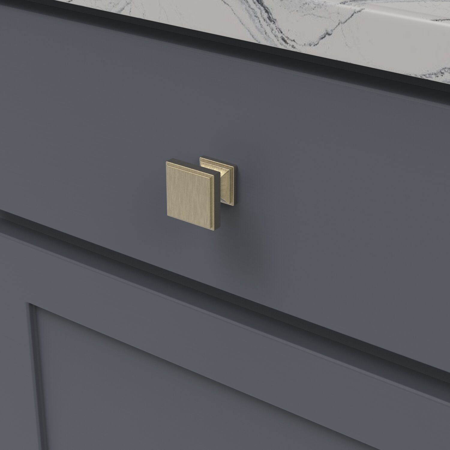 Belwith Keeler 1-3/8 Inch Square Brownstone Square Knob - Champagne Bronze