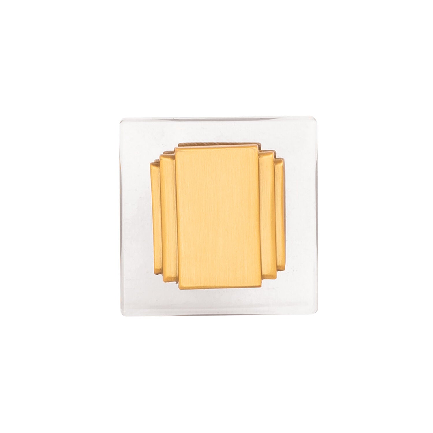 Belwith Keeler 1-1/4 Inch Square Belleclaire Square Knob - Crysacrylic with Brushed Golden Brass