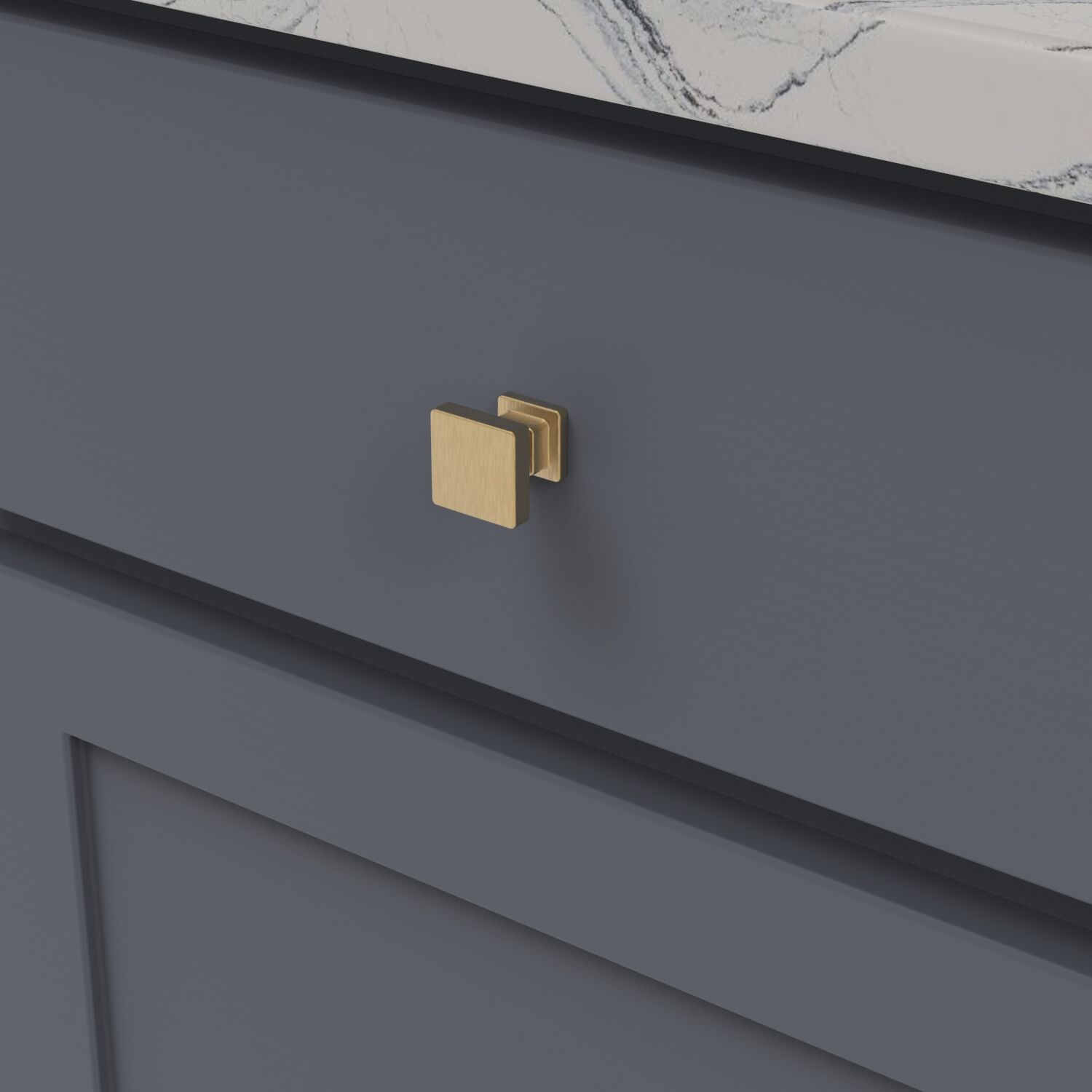 Belwith Keeler 1 Inch Square Brighton Square Knob - Brushed Golden Brass
