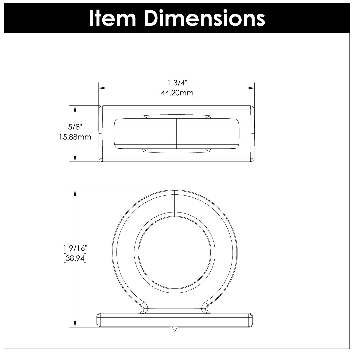 Belwith Keeler 1-3/4 Inch x 5/8 Inch Corsa Ring Knob - Matte Black