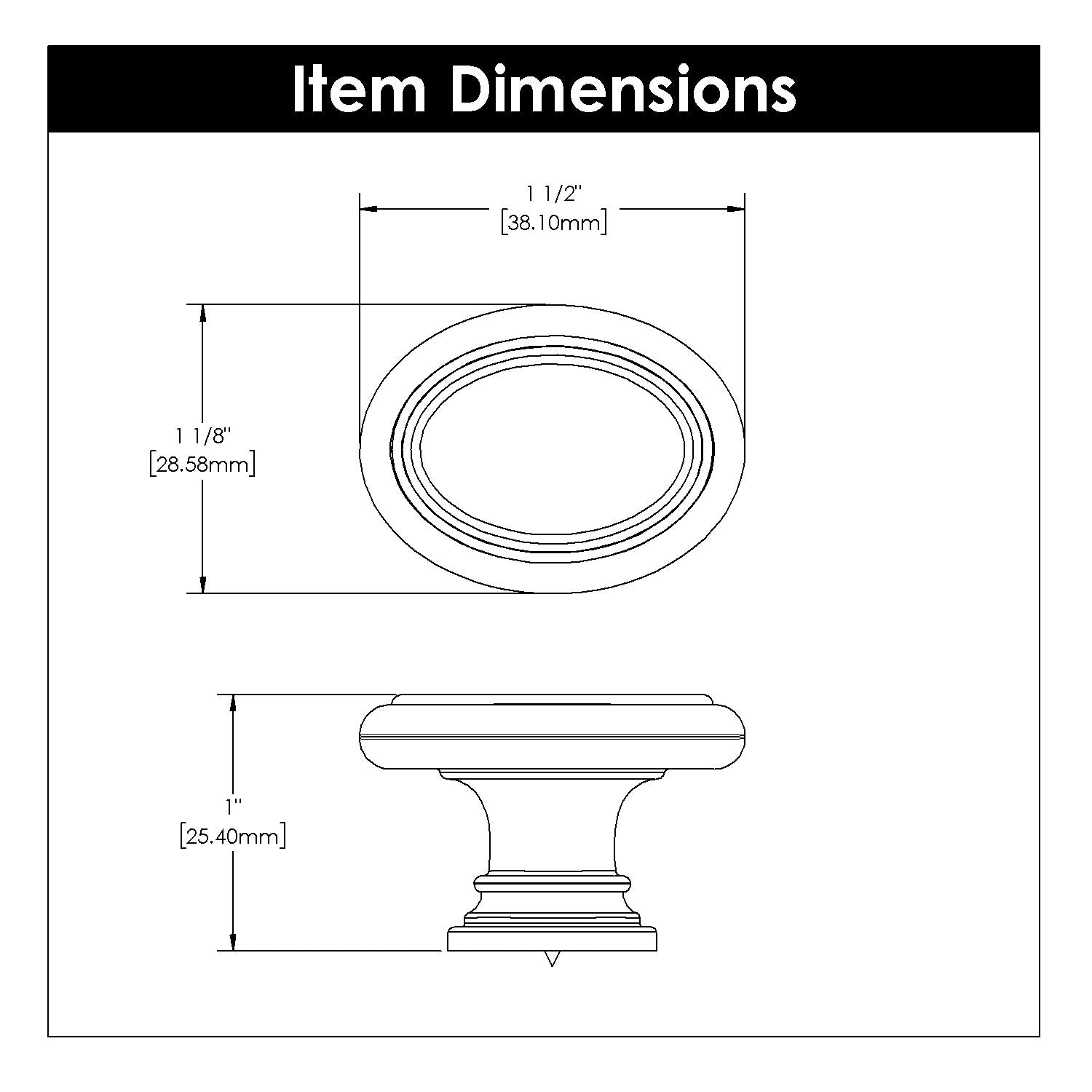 Belwith Keeler 1-1/2 Inch x 1-1/8 Inch Oval Berkshire Oval Knob - Matte Black