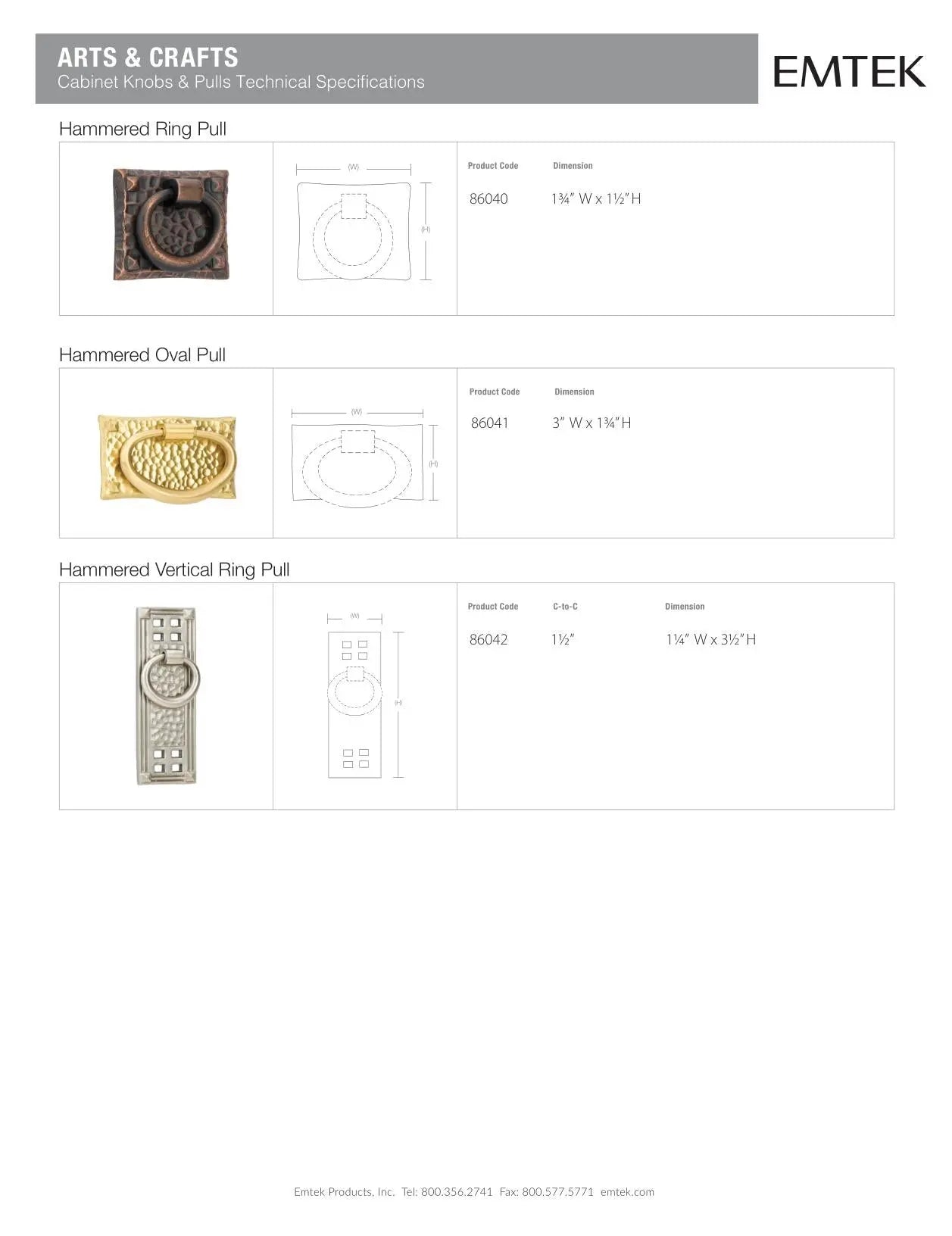 Emtek Hammered Vertical Ring Cabinet Pull - Hentell