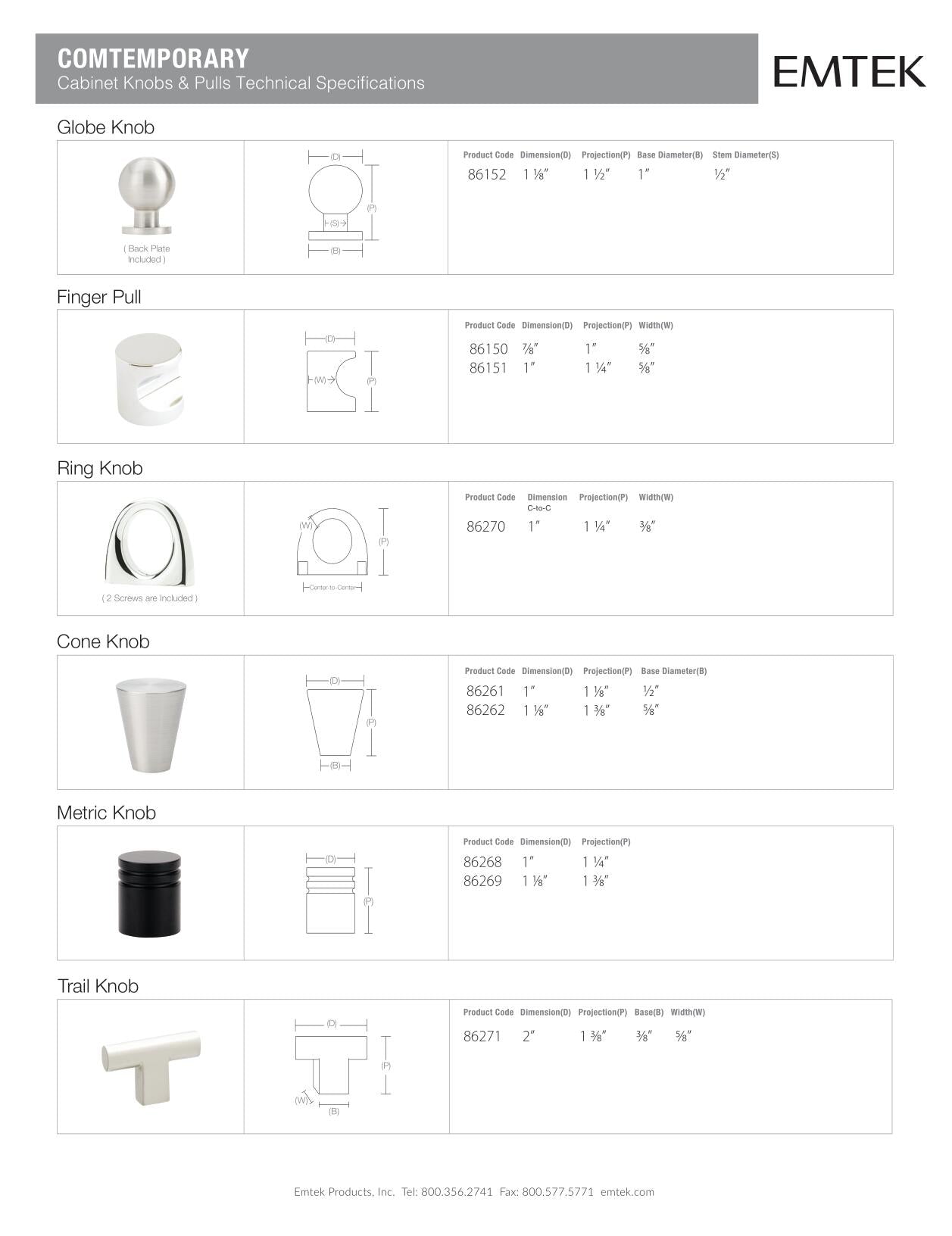 Emtek Trail Cabinet Knob - Hentell