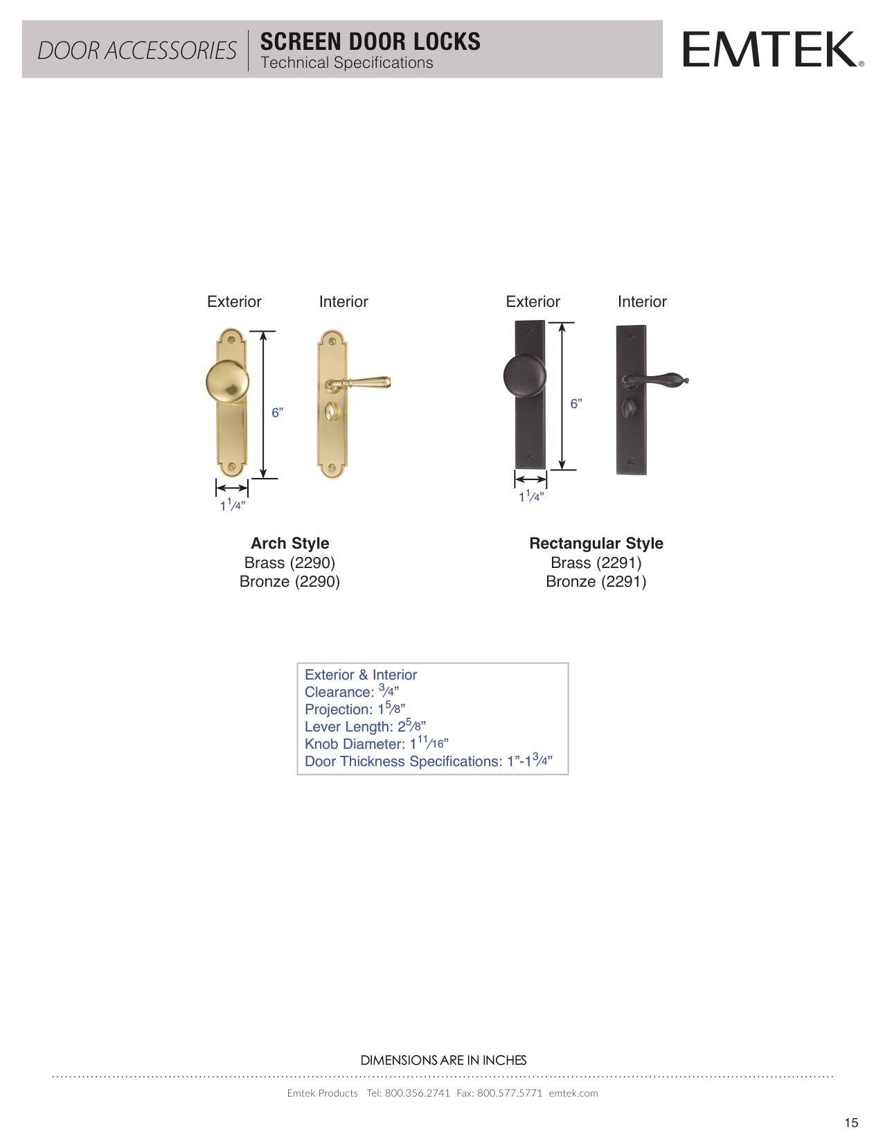 Emtek Arch Screen Door Locks - Hentell