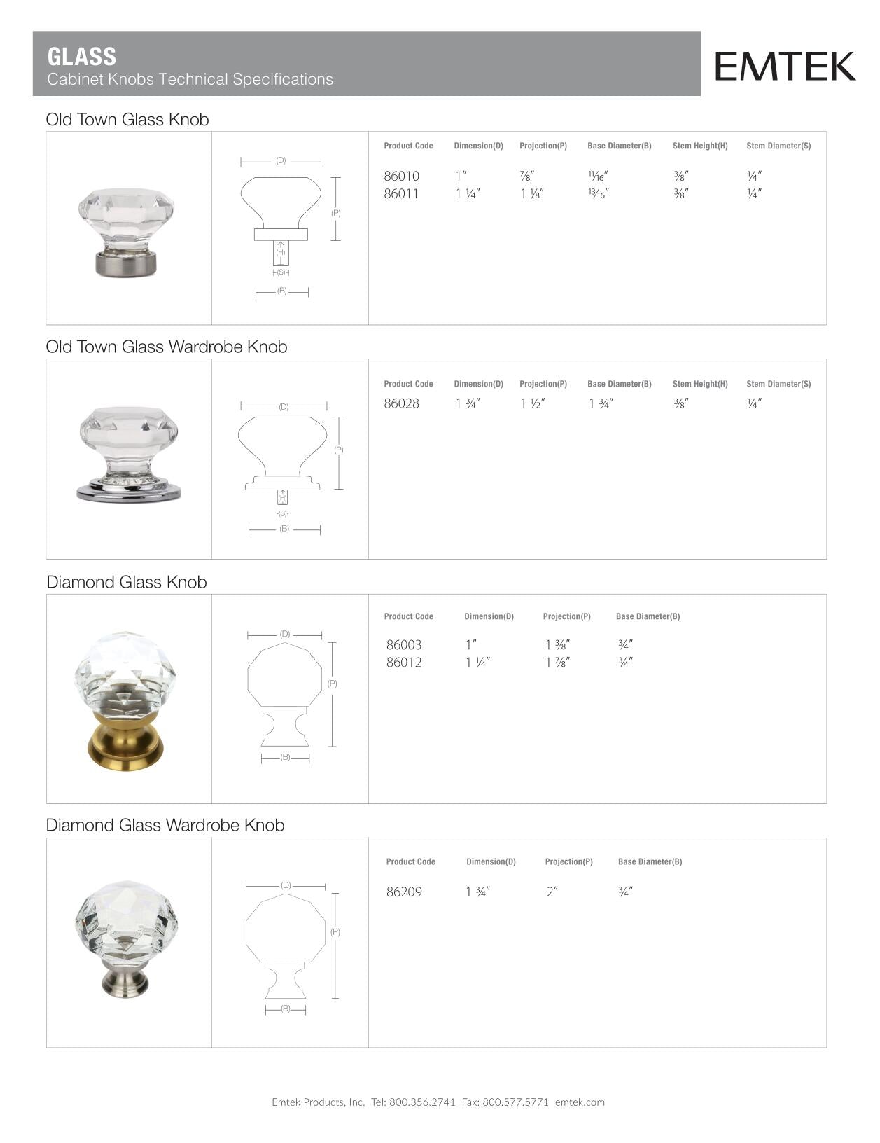 Emtek Old Town Clear Cabinet Knob - Hentell