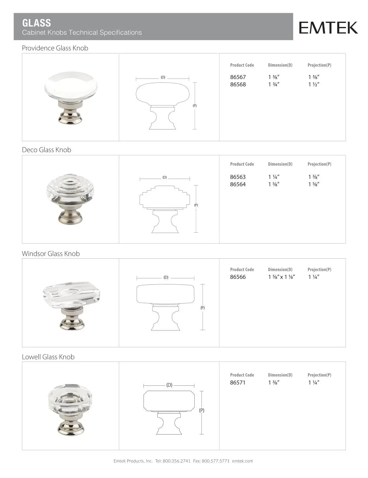 Emtek Lowell Cabinet Knob - Hentell