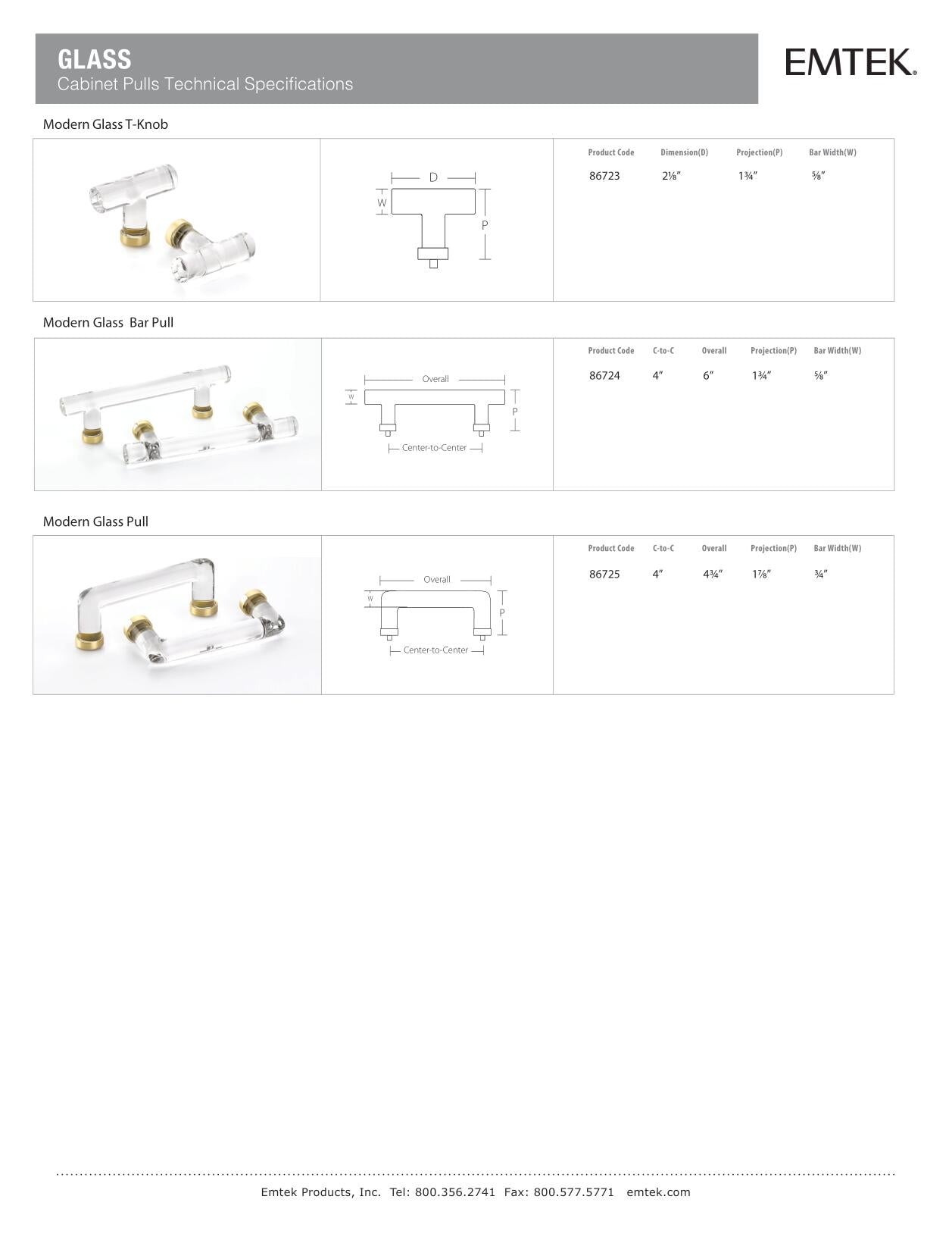 Emtek Modern Glass T-Knob - Hentell