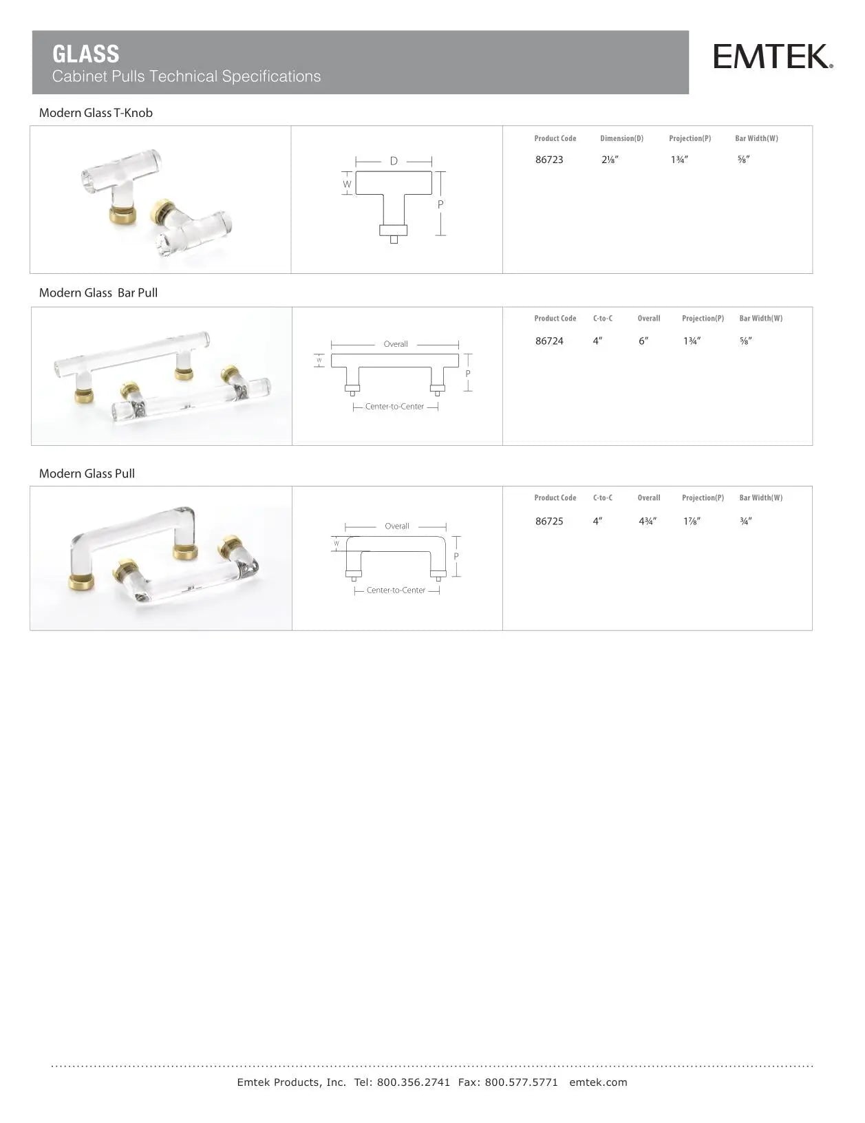 Emtek Modern Glass Bar Cabinet Pull - Hentell