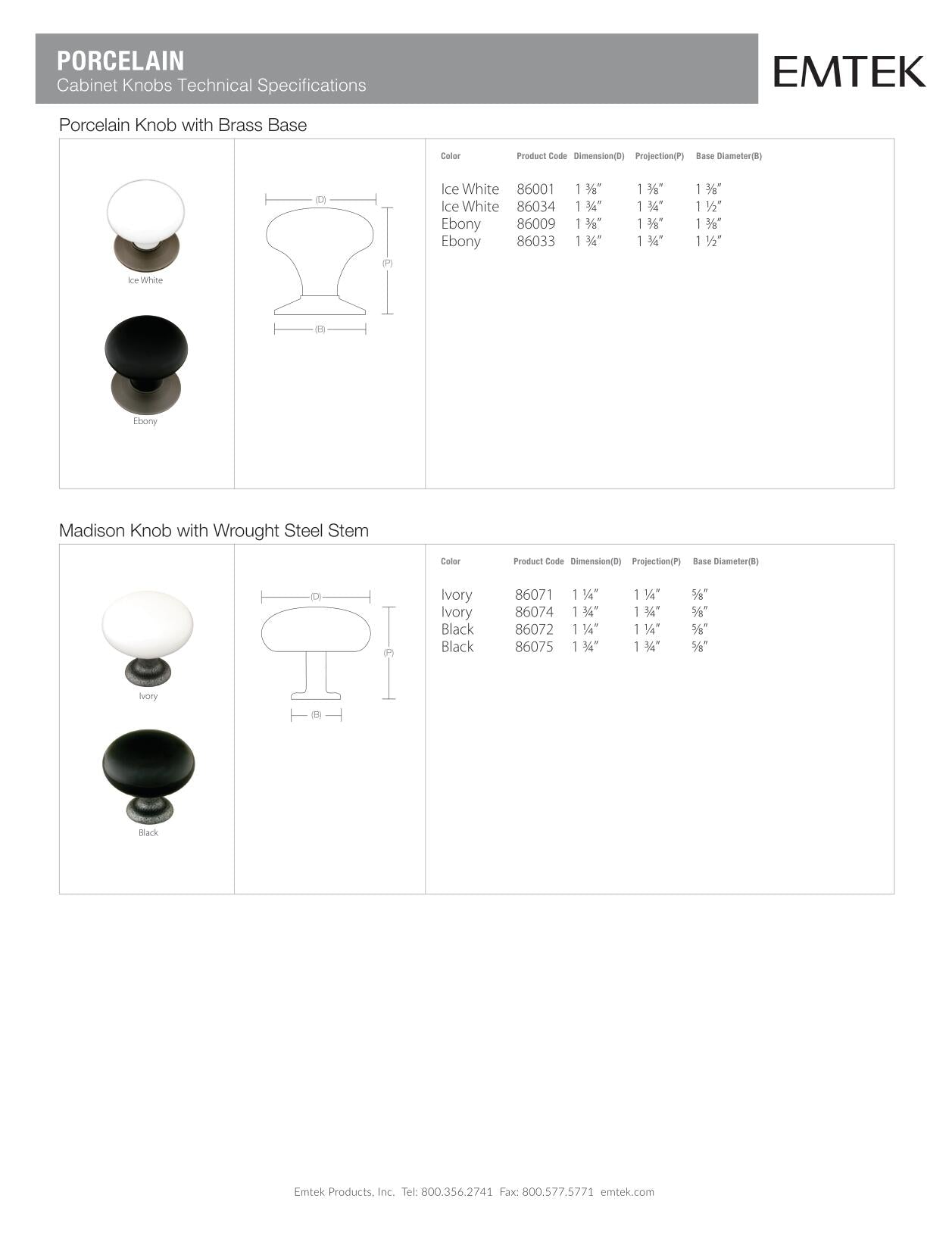 Emtek Madison Black Cabinet Knob - Hentell