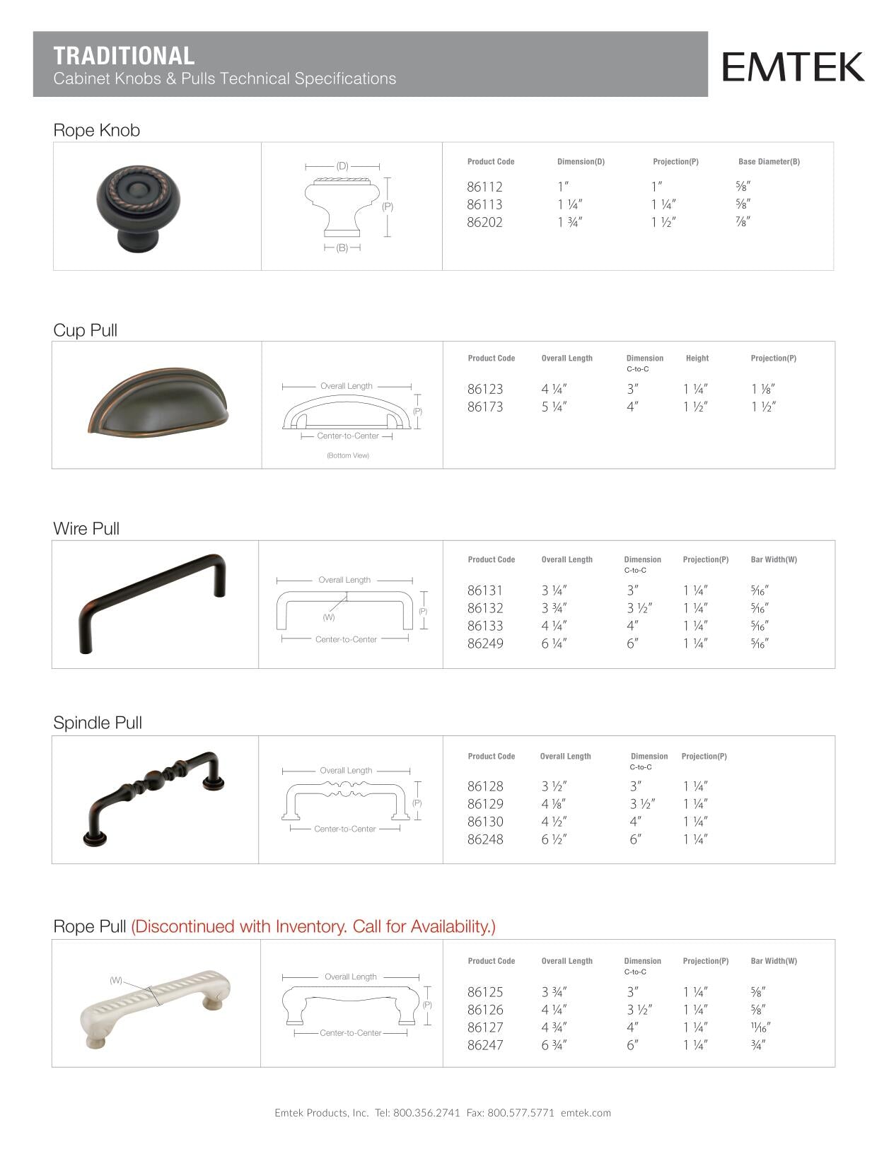 Emtek Cup Cabinet Pull - Hentell