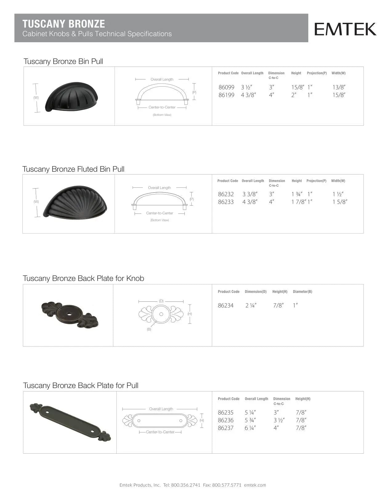 Emtek Tuscany Bronze Cabinet Backplate for Pull - Hentell