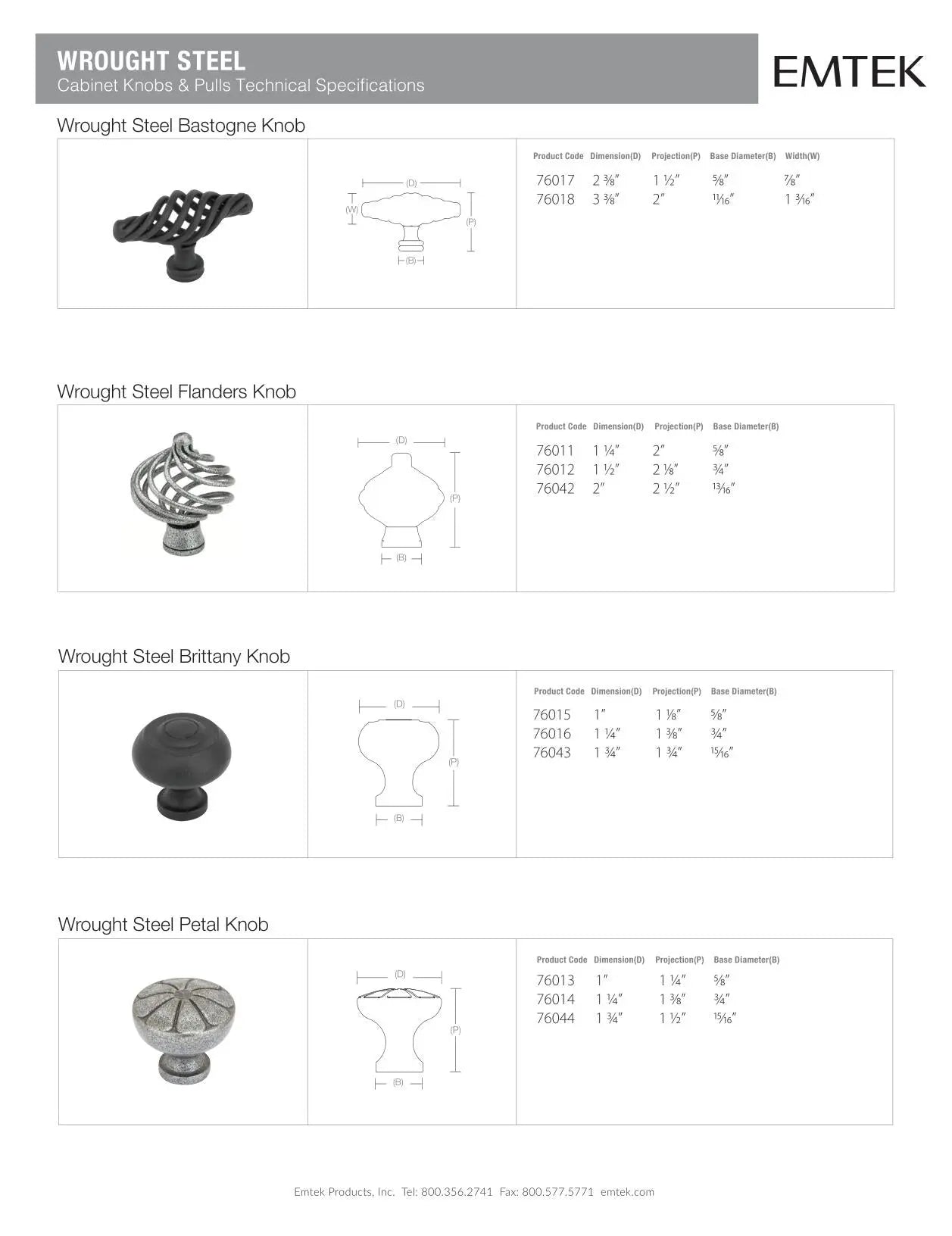 Emtek Wrought Steel Brittany Cabinet Knob - Hentell