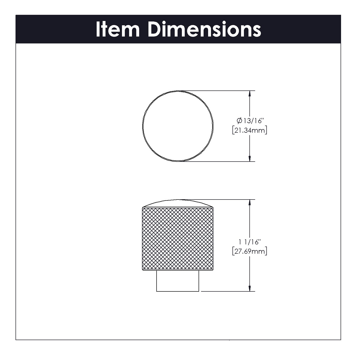 Belwith Keeler 7/8 Inch Diameter Verge Round Knob - Stainless Steel