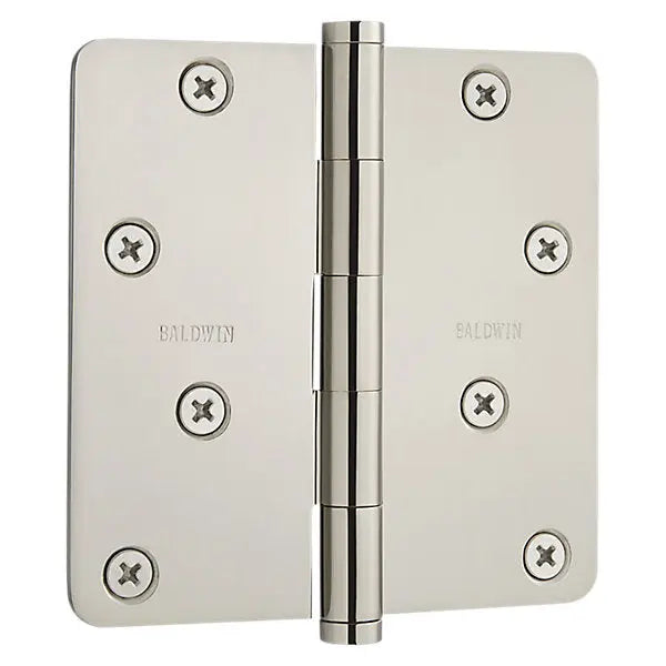 Baldwin 4-inch radius corner hinge in solid brass finish β premium door hard