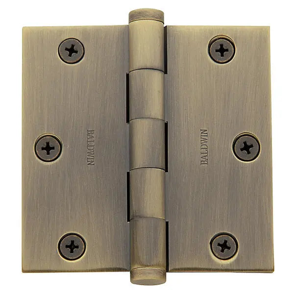 Baldwin NRP 3.5 Inch Square Corner Hinge β Heavy-Duty Door Hinge in Polished Finish
