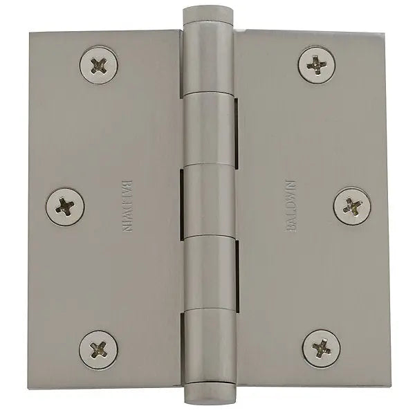 Baldwin NRP 3.5 Inch Square Corner Hinge β Heavy-Duty Door Hinge in Polished Finish