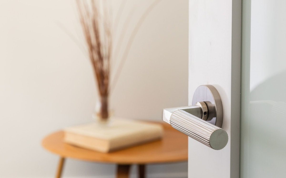 Emtek Select Straight Knurled Lever modern door handle premium finish