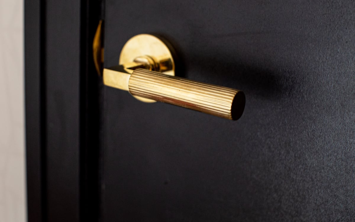 Emtek Select Straight Knurled Lever modern door handle premium finish