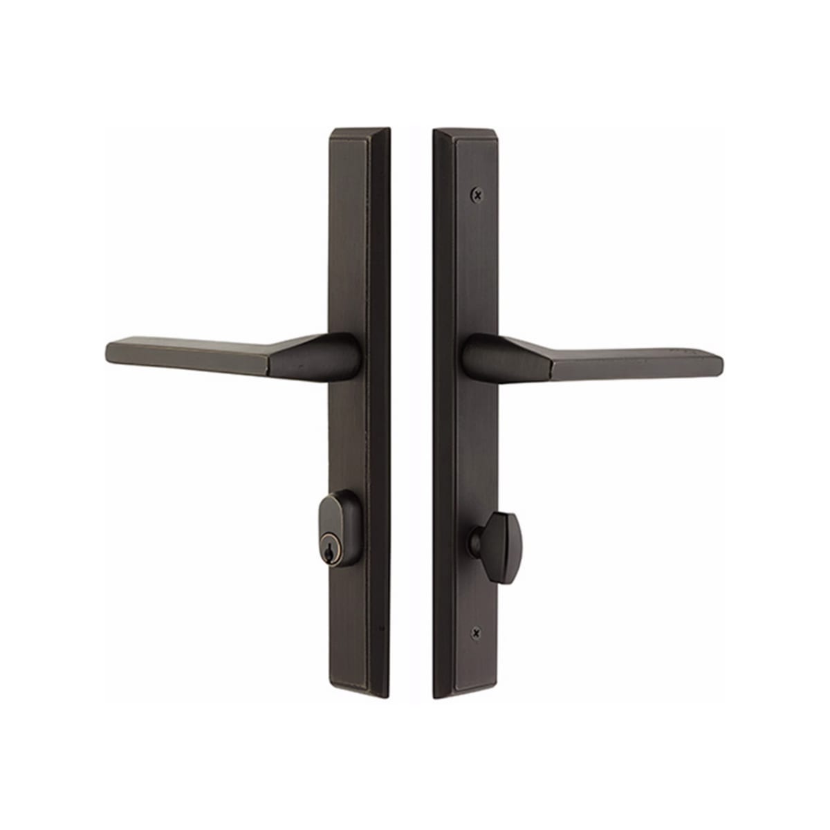 Emtek Sandcast Bronze Rectangular Style Stretto - Non Keyed - Hentell