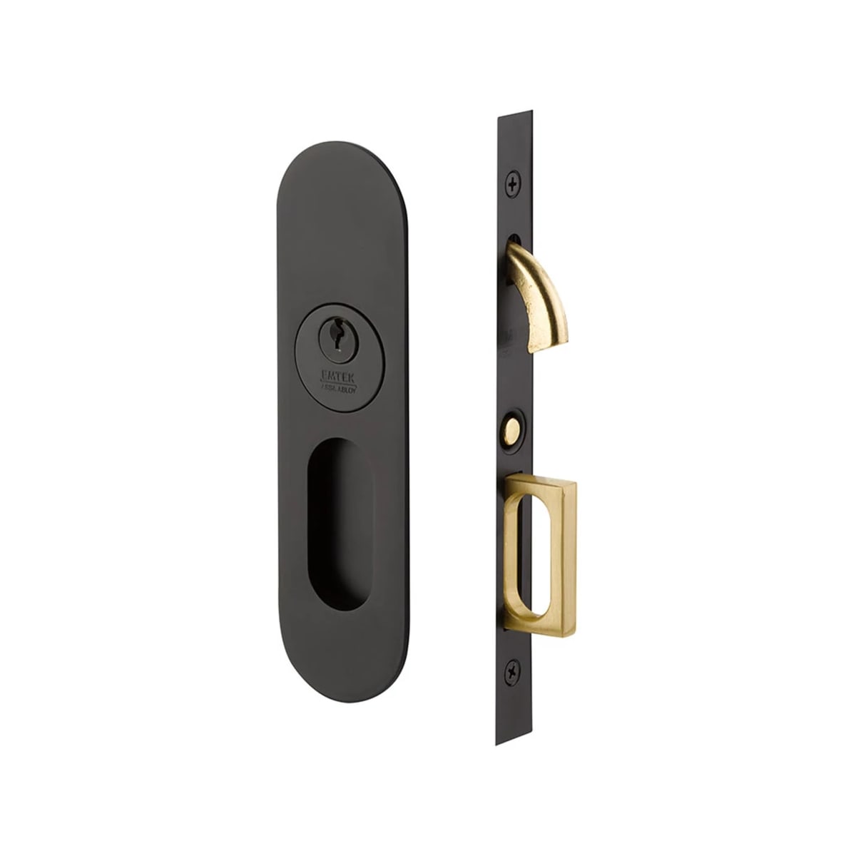 Emtek Narrow Oval Pocket Door Mortise Lock