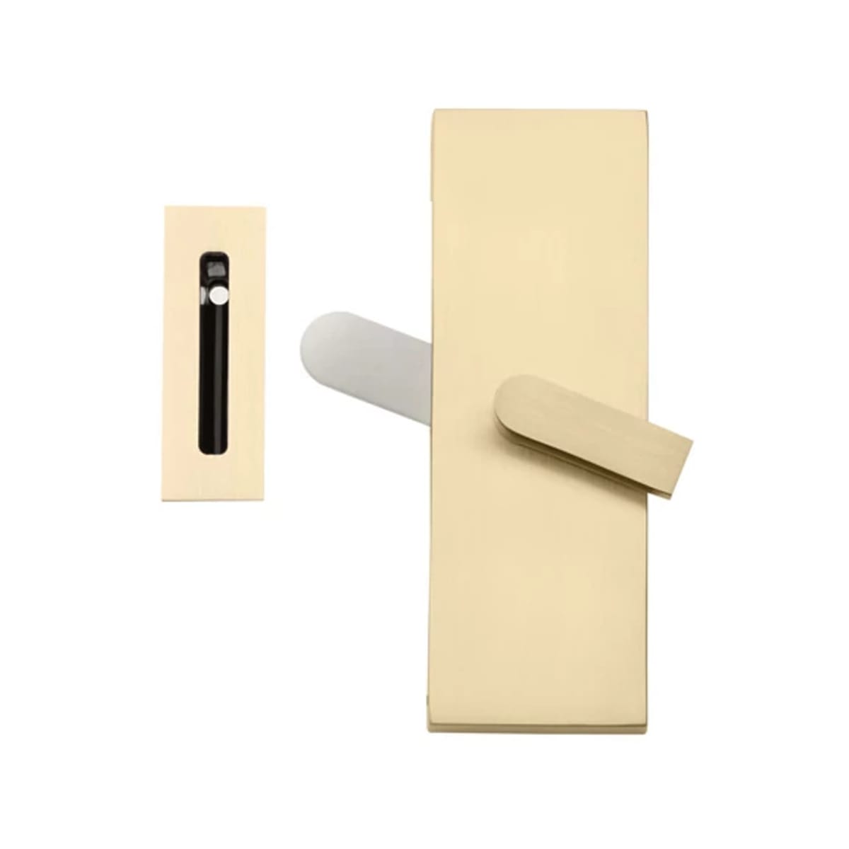 Emtek Modern Rectangular Barn Door Privacy Lock with Strike