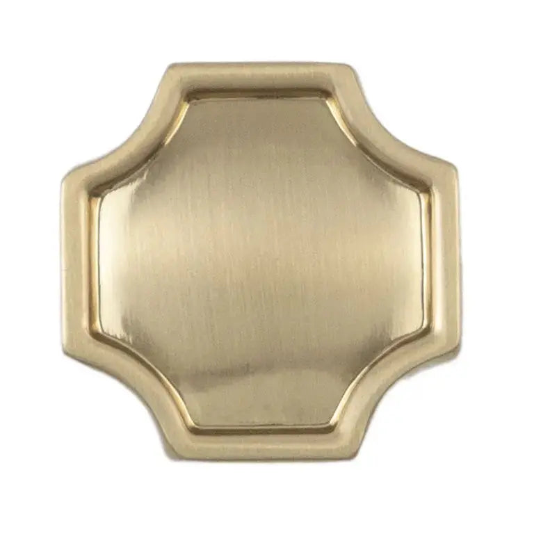 Belwith Keller Monarch Knob in brushed metallic finish on modern cabinet