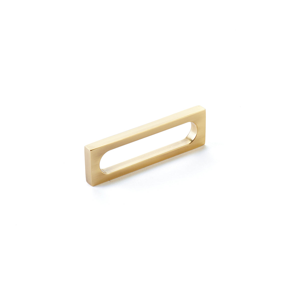Schaub Cafe, Pull, Modern Oval Slot, Vintage Brass, 3-1/2" cc