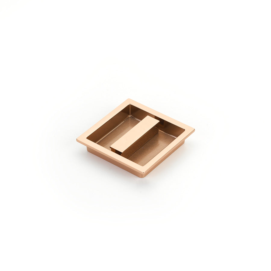 Schaub MODO, Recessed Pull, Polished Rose Gold, 3-7/8" x 3-7/8" Overall