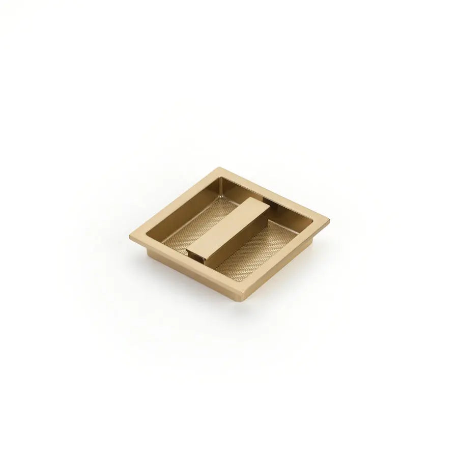 Schaub MODO, Recessed Pull, Signature Satin Brass, 3-7/8" x 3-7/8" Overall - Hentell