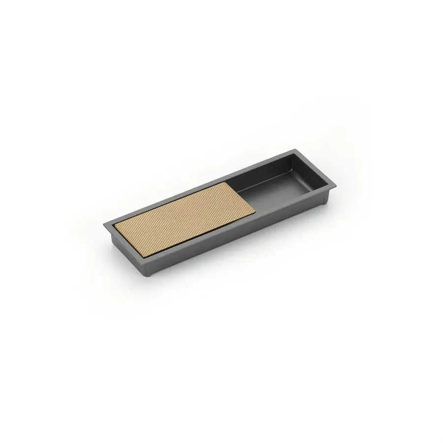 Schaub MODO, Recessed Pull, Gun Metal/Signature Satin Brass, 6-1/4" x 2" Overall - Hentell