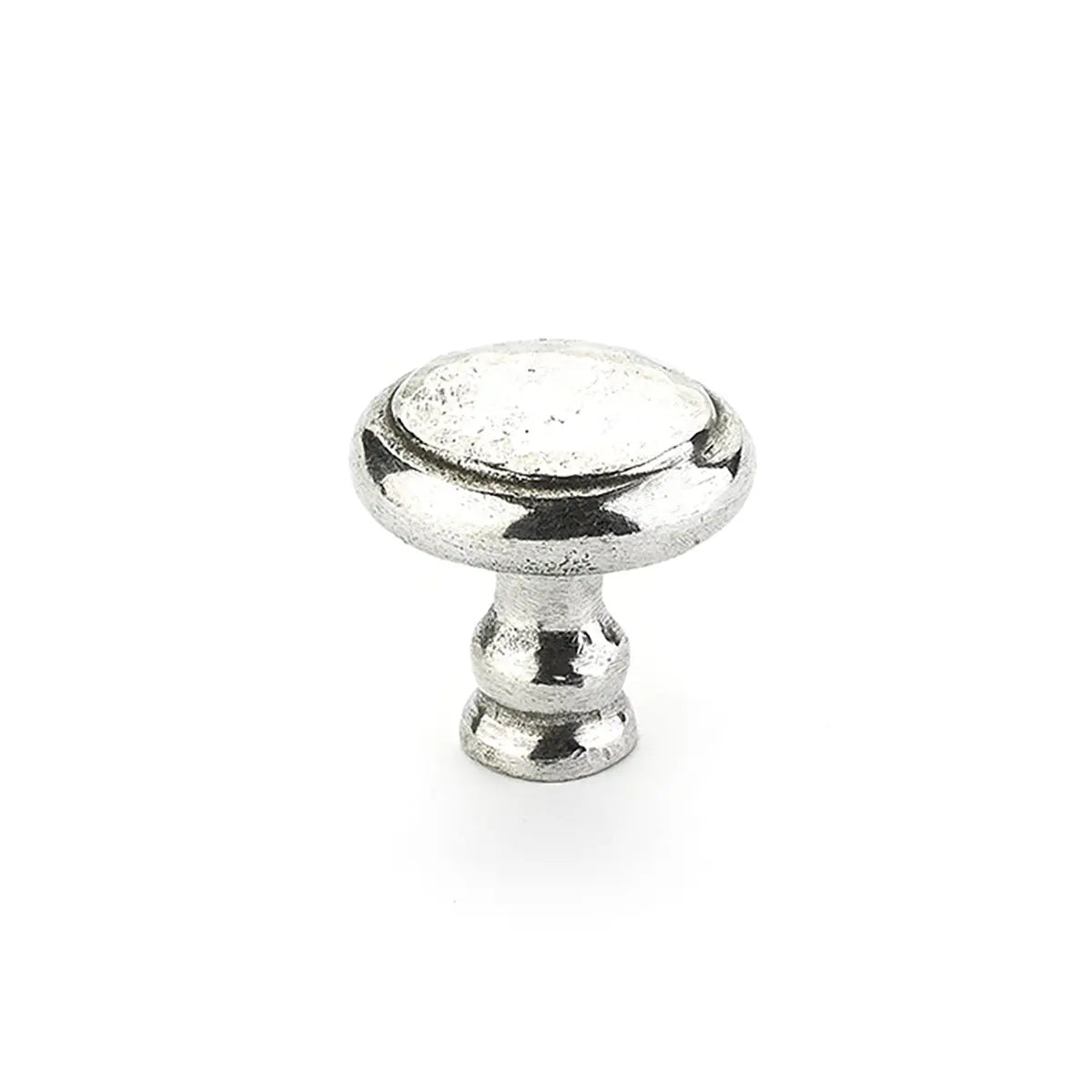 Schaub Artifex, Knob, Round, Natural Britannium, 1-1/2"dia - Hentell