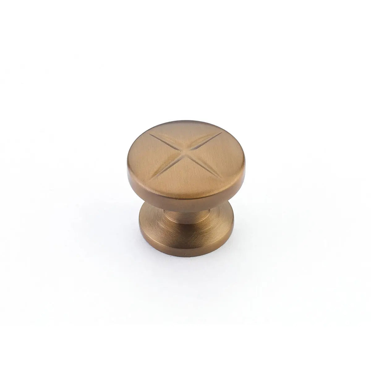 Schaub Northport, Round Knob with star pattern, Brushed Bronze, 1-3/8" dia - Hentell
