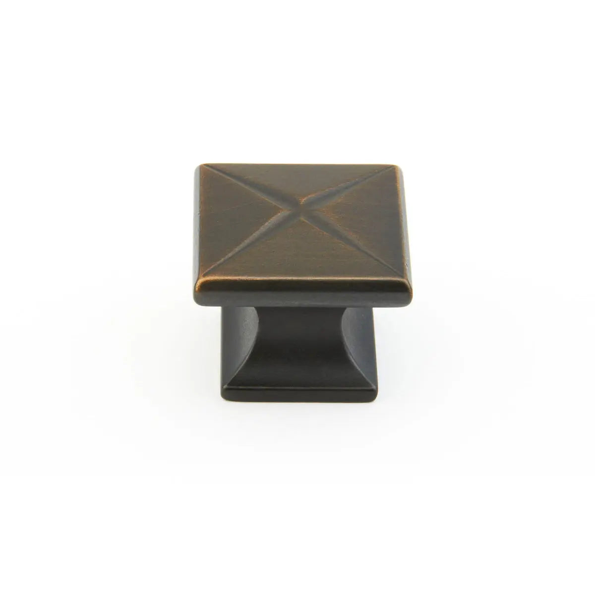 Schaub Northport, Square Knob with star pattern, Ancient Bronze, 1-3/8" dia - Hentell