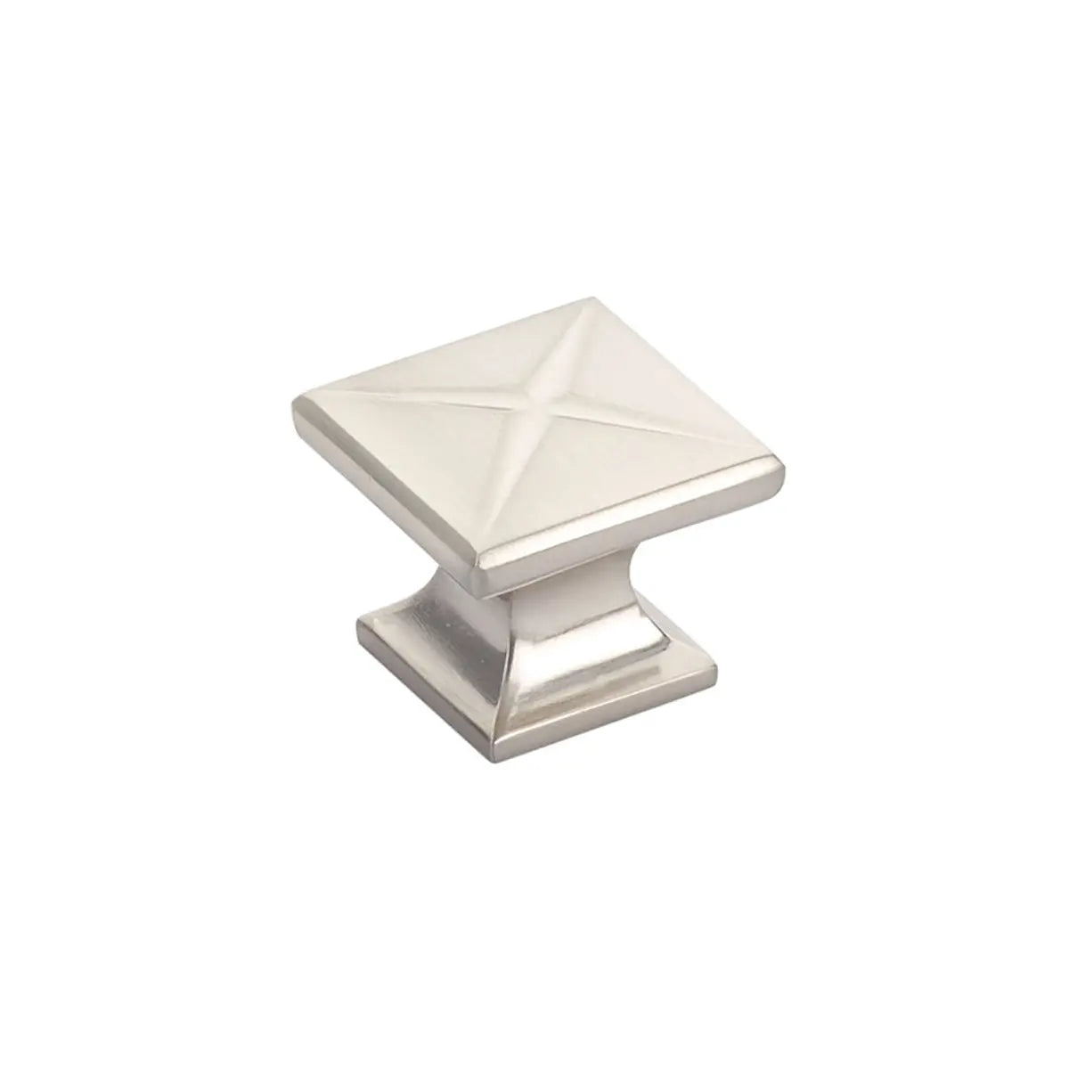 Schaub Northport, Square Knob with star pattern, Brushed Nickel, 1-3/8" dia - Hentell