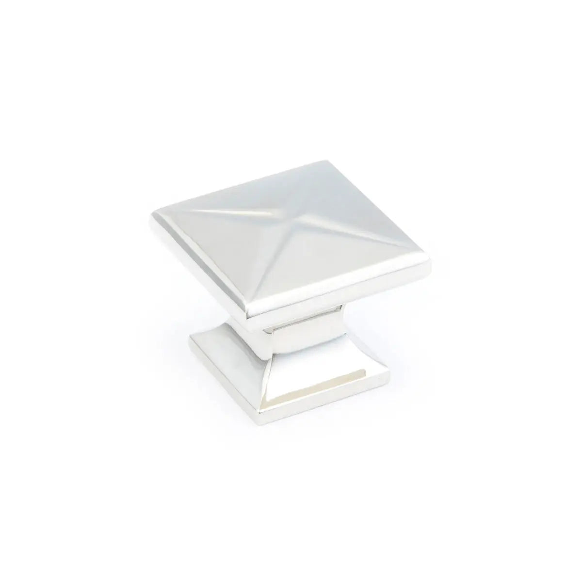 Schaub Northport, Square Knob with star pattern, Polished Nickel, 1-3/8" dia - Hentell